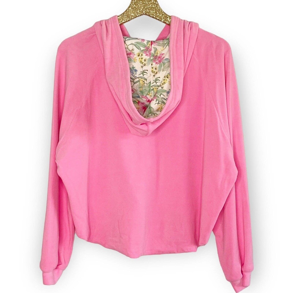 LoveShackFancy x Hurley Hoodie Hawaiian Hibiscus Pink Terry Zip Up Medium New - Picture 10 of 12